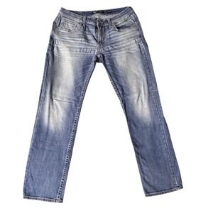 BKE Mason Regular Straight Jeans Mens 34x32 Medium Wash Stretch Denim AB51945